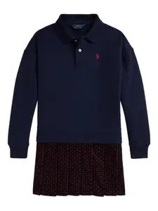 Платье-толстовка с воротником поло POLO RALPH LAUREN KIDS, синий