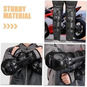 1 комплект защитной экипировки для езды на мотоцикле: дышащие наколенники и налокотники, прочные защитные накладки для внедорожных мотоциклов, ветрозащитные, ударопрочные, для езды на велосипеде и занятий спортом на открытом воздухе MOLUCKFU, Black