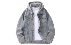 LA'T.WEEKEND Джинсовая куртка осенняя унисекс, Vintage Blue Hooded