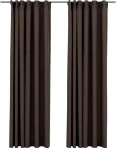 Плотные шторы с крючками, под лен, 2 шт., серо-коричневый, 140 x 245 см vidaXL