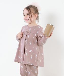 Пижама из 100% хлопка, с нагрудной лентой, А-образного силуэта, с длинными рукавами Devirock, цвет 007-Cat-Dusty Pink