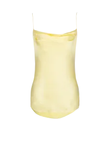Топ из шелкового сатина на тонких бретелях Balmain, желтый
