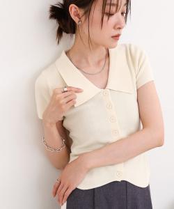 Вязаный топ с большим воротником