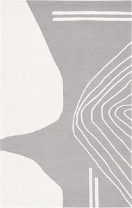 Ковер SAFAVIEH, 61 x 92 см, Rodeo Drive Collection, Grey & Ivory, ручной работы, мид-сенчури модерн, абстрактный, шерстяной, идеален для помещений с высокой проходимостью: прихожая, гостиная, спальня (RD860F)