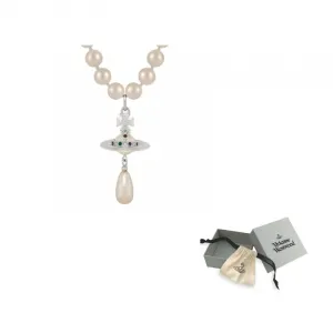 Искусственный хрусталь, латунь, стекло, искусственный жемчуг, ожерелья, женские, silver Vivienne Westwood, серебряный