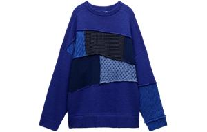 Ader Error X ZARA X Zara Свитер унисекс, синий, с круглым вырезом, средней толщины, другие цвета