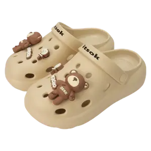 Itsok Клоги унисекс белые с аксессуаром (милый медвежонок Коко), цвет White+Accessory (Cute Coco Bear)