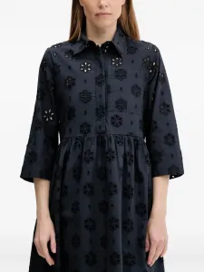 Платье-рубашка миди бродери-англезского цвета Barbour, синий
