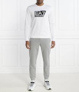 Спортивный костюм мужской Ea7 из лонгслива и брюк, бело-серый