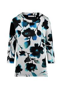 Рубашка с цветочным и лиственным принтом светло-серого/бирюзового цвета Bicalla, мультиколор