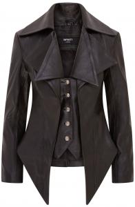 Женская готическая кожаная куртка средней длины в эдвардианском стиле - Sandvika Infinity Leather, черный