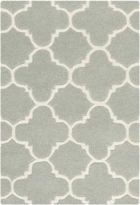 Ковер SAFAVIEH, 69 x 153 см, Chatham Collection, Grey & Ivory, ручной работы, узор Quatrefoil Trellis, шерсть, подходит для помещений с высокой проходимостью: прихожая, гостиная, спальня (CHT717E)