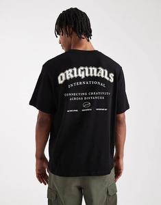 Футболка Jack & Jones oversize с оригинальным принтом черного цвета