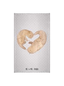 Mr. & Mrs. Panda Полотенце с изображением сердца выдры, без надписи, пастельно-серый цвет