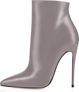 Ботильоны YODEKS для женщин, высокие каблуки, зауженный носок, короткие осенне-зимние ботинки с боковой молнией, модные однотонные кожаные ботильоны для девушек, Grey