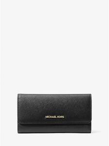 Кошелек Jet set travel из кожи с перекрестной текстурой, тройного сложения Michael Kors, черный