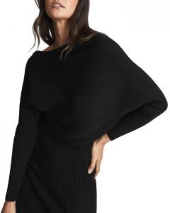 Вязаное облегающее платье REISS Lara Drape, черный