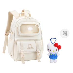 Sanrio Hello Kitty Полиэстеровый Рюкзак для Поездок на Работу Женский Бежевый, Hello Kitty Backpack+Hello Kitty Authentic Charm