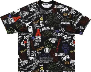 Футболка BAPE Hand Draw Pattern Relaxed Fit 'Black', черный