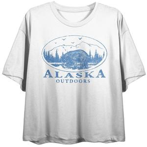 Детская винтажная футболка с рисунком Аляски «Get Outdoors», белый