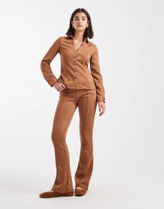 Замшевые брюки клеш Miss Selfridge цвета загара