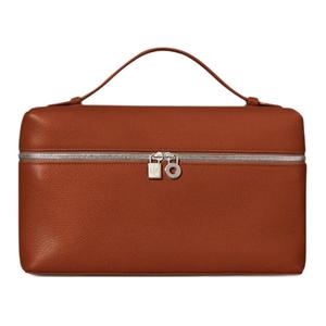 Кожаная косметичка с дополнительным карманом, маленькая квадратная, женская сумка через плечо, классическая, коричневая Loro Piana