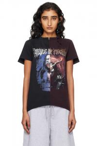 Vetements Облегающая футболка с разрезами, черно-бордовая, "Колыбель грязи"