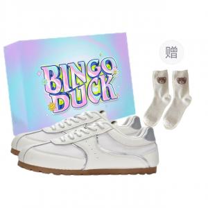 BINGO DUCK Скользоустойчивые дышащие легкие женские лоу-топы для скейтбординга бежевые + эксклюзивная коробка для обуви + носки в подарок, цвет Beige+Exclusive Shoe Box+Gift Socks