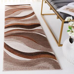 Ковер SAFAVIEH, 69 x 427 см, Rug Hollywood Collection Runner, Beige & Brown, Modern Design, Non-Shedding & Easy Care, Ideal for High Traffic Areas in The Living Room, Dining, Bedroom (HLW766B)
