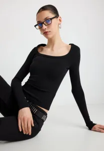 Топ с длинными рукавами и вырезом-лодочкой Gina Tricot, Black