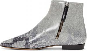 Женские ботильоны XYD, формальные, с острым носком, закрытым мыском, низким каблуком, для офисного платья, обувь с двусторонней молнией, Silber-Schlangenleder