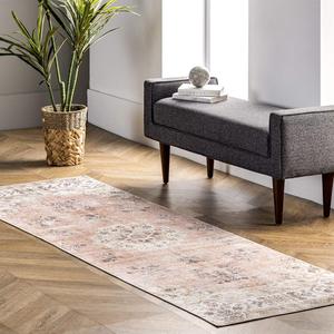 Ковер nuLOOM, 77 x 183 см, SpinClean, машинная стирка, устойчивый к пятнам, с противоскользящей основой, низкопрофильный для гостиной, спальни и столовой, Ren Peach