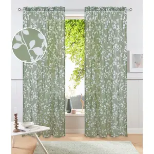 Моя домашняя штора Issoire с продольной штангой, 1 шт., для гостиной, спальни, столовой, с узором, современная My Home, Olive