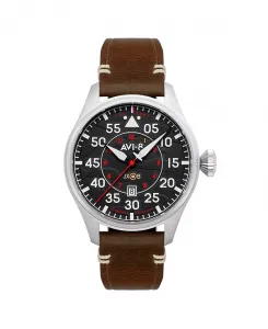 Мужские часы Hawker Hurricane Clowes с автоматическим механизмом, коричневый кожаный ремешок, 46 мм Avi-8, black