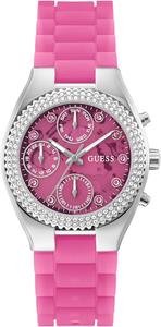 Женские часы Guess 37 мм - розовый циферблат, серебристый корпус