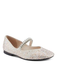 Женские балетки Kailyn Jeweled Slip-On с верхом, украшенным кристаллами, эластичным ремешком с жемчугом, мягкой стелькой и нескользящей резиновой подошвой Azura, Light beige multi