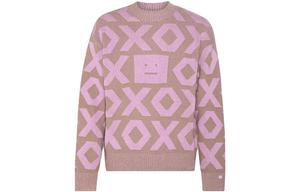 Свитер с интарсией Face Logo Acne Studios, розовый