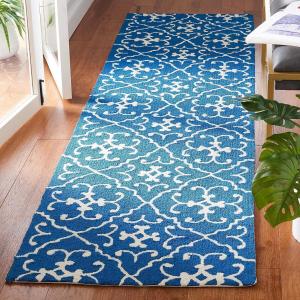 Safavieh коллекция Four Seasons ковер-дорожка 69 x 244 см, Navy/Ivory FRS234H ручной работы с цветочным узором