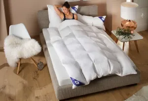 Пуховое одеяло Otto Keller "Анна", очень теплое, наполнитель 90% пух, 10% перо, чехол 100% хлопок, (1 шт.) 155х220 см, белый
