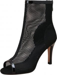 Женские ботильоны Elbslutt с открытым носком, сетчатые, на шнуровке, летние с высокими каблуками, туфли на шпильке, Black 2