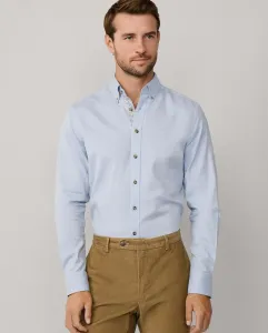 Мужская рубашка из фланели с несколькими вставками, приталенного кроя Hackett, светло-голубой