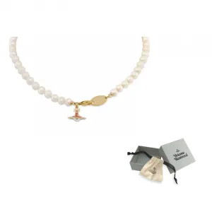 Vivienne Westwood Латунное, жемчужное, эмалевое ожерелье Unisex Gold