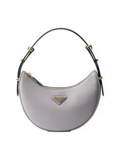 Маленькая кожаная сумка через плечо Arque Prada, серый