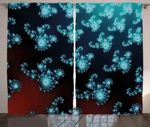 Штора ABAKUHAUS "Фрактальная рустикальная", с переплетенными фигурами, присборенная тесьма для спальни с петлями и крючками, 280 x 225 см, бирюзовый бордо Abakuhaus