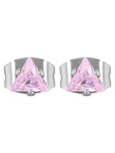 Adeliás Женские серьги - серьги-гвоздики из нержавеющей стали с кубическим цирконием в серебряной оправе