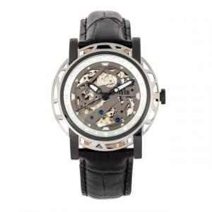 Автоматические кожаные наручные часы Stavros со скелетонизмом Reign, черный