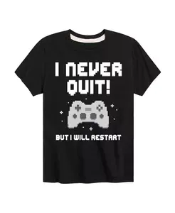 Футболка с принтом "Gamer I Never Quit" для мальчиков Hybrid, черный