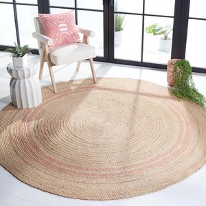 SAFAVIEH Natural Fiber Round Collection круглый ковер 214 x 214 см Pink NF807U ручной работы в стиле боу-шарм из плетеного джута