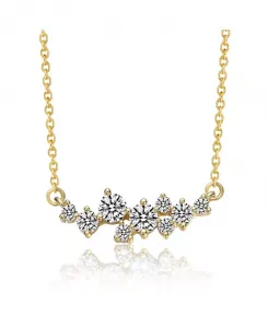 Ожерелье из стерлингового серебра 14 карат с позолотой и прозрачным муассанитом, прямоугольной формы Genevive, gold