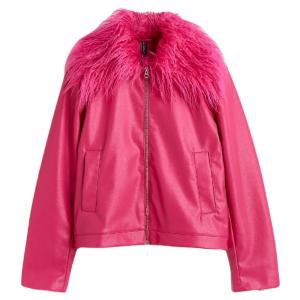 Куртка H&M With A Fluffy Collar, розовый